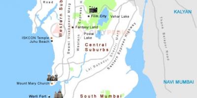 Harta e Mumbai vende turistike