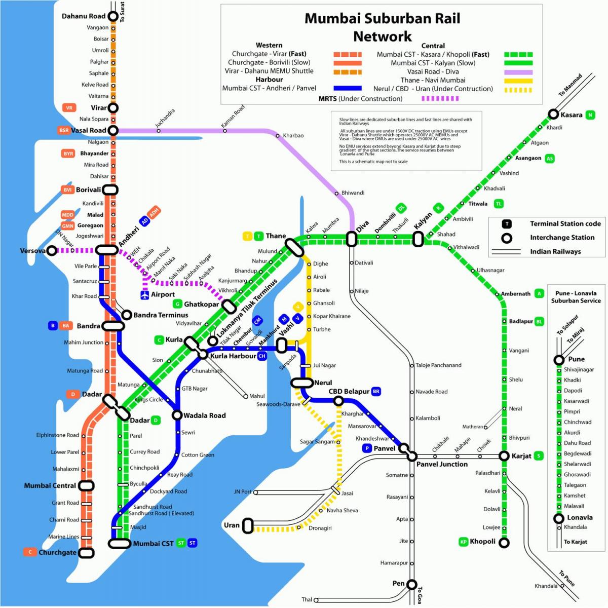 Bombei lokale tren rrugë hartë