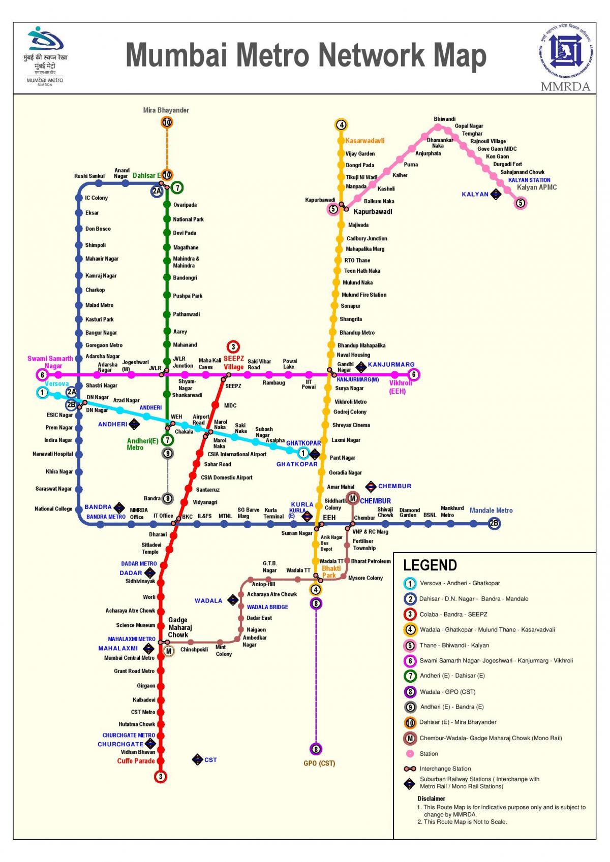 metro rrugë hartë Mumbai
