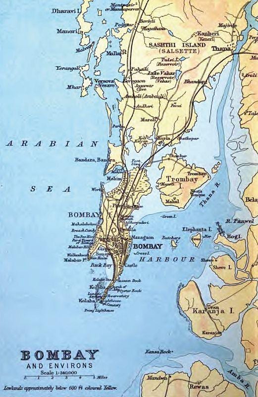 vjetër harta e Mumbai