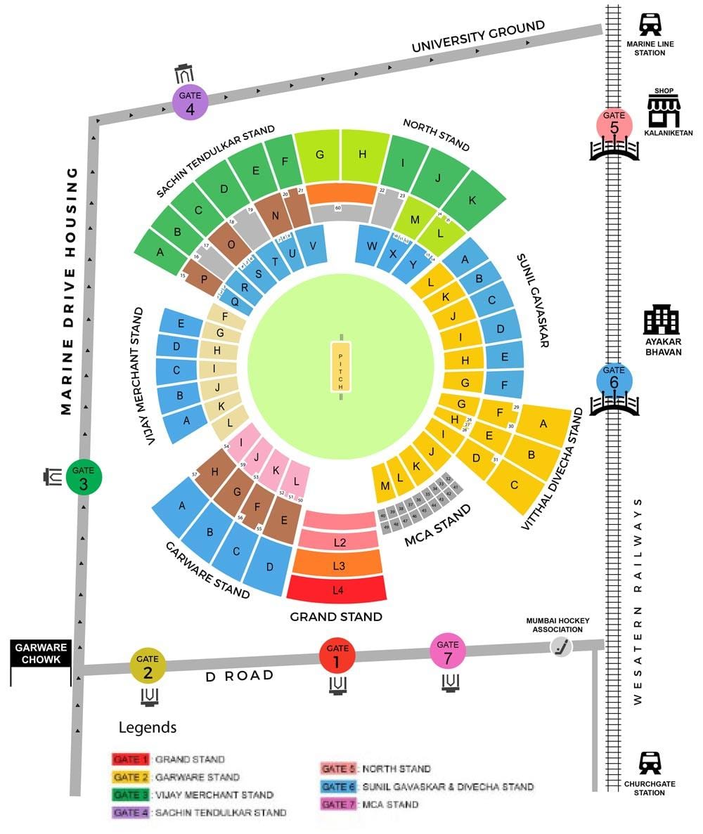 harta e Wankhede stadiumin