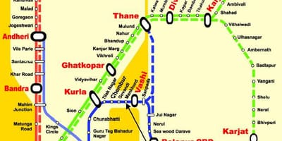 Mumbai qendrore linjë stacionet hartë