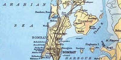 Vjetër harta e Mumbai